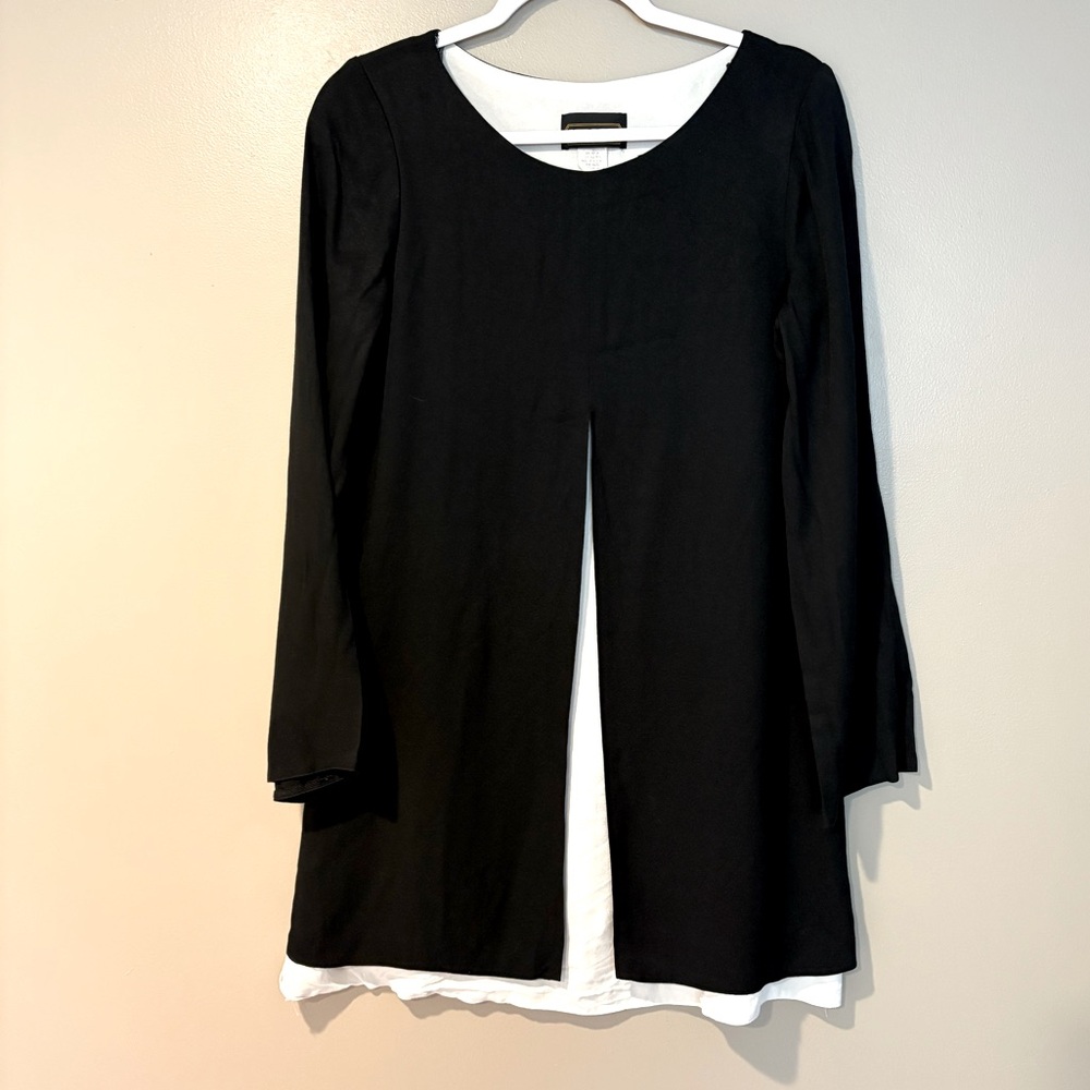 3/$25 vintage 80s/90s black and white french trapeze dress
